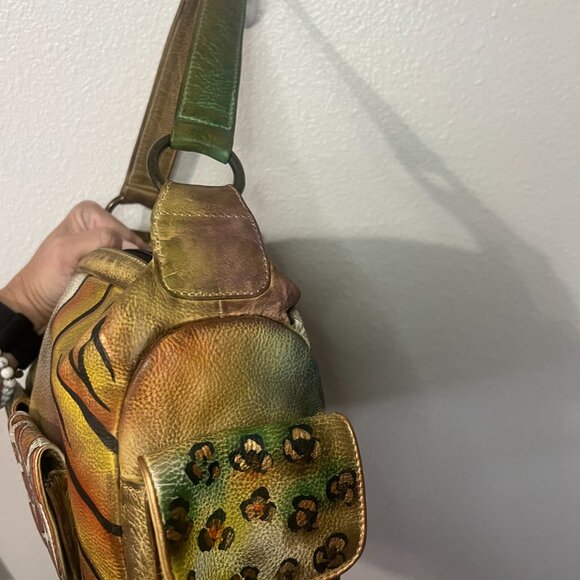 Vintage ANUSCHKA Hand-Painted Jungle Print Shoulder Bag - Picture 4 of 16